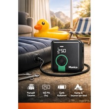 Munico Şarjlı Taşınabilir Lastik Şişirme Pompası 4000MAH Powerbank Fonksiyonlu Dijital Basınç Göstergeli