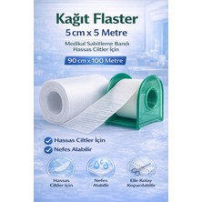Fiberliz Kağıt Flaster 5 cm x 5 M Medikal Sabitleme Bandı Hassas Ciltler Için 1 Adet