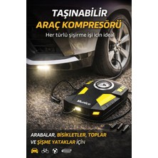 Munico Analog Basınç Göstergeli Araç Lastik Şişirme Pompası Güçlü Motorlu Dijital Olmayan Analog Gösterge