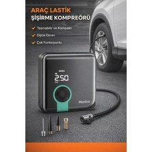 Munico Şarjlı Taşınabilir Havakompresör 4000MAH Powerbank Lastik Basınç Göstergeli Oto ve Bisiklet Pompası