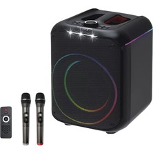 Fiberliz Konfulon F39 25W Sürücülü Rgb Işıklı 2 Adet Mikrofonlu Bluetooth 5.3 Kablosuz Hoparlör – Siyah