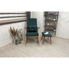 Vivense Trend Naturel Puflu Sallanan Sandalye, Nefti Yeşil