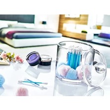 Esranın Dünyası Şeffaf Akrilik Yuvarlak Pamuk ve Kulak Çubuğu Organizeri