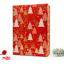 Esranın Dünyası Kırmızı Noel Temalı Kapaklı Hediye Kutusu - 27X19X7 cm