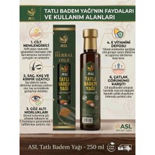 ASL Tatlı Badem Yağı 250 Ml | %100 Soğuk Sıkım | Sweet Almond Oil | Katkısız | Cam Şişe | İçilebilir.