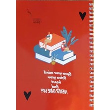 Esranın Dünyası Kırmızı Çizgisiz A5 Spiralli Okul Defteri - 100 Sayfa