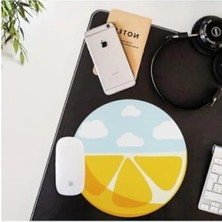 Esranın Dünyası Limon Desenli Yuvarlak Mousepad - 20X20 cm