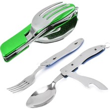 Nuvvo Taşınabilir Katlanabilir Kamp Çatal-Kaşık-Bıçak Seti - Çok Fonksiyonlu Açacaklı