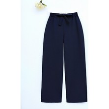 Moda Morfo Duble Kumaş Beli Kuşaklı Bol Paça Pantolon -Laci