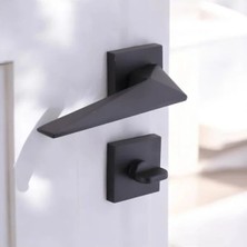 Esranın Dünyası Yıldız Wc - Banyo Siyah Kapı Kolu, Kare Rozetli Kilitlenebilir Takım