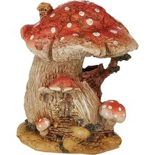 Esranın Dünyası El Boyaması Kırmızı Mantar Peri Evi, Minyatür Bahçe Dekoru