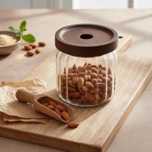 Esranın Dünyası Hava Geçirmez Akasya Ahşap Kapaklı Cam Kavanoz (450 Ml)