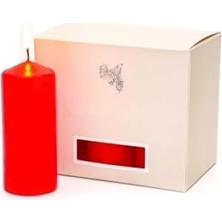 Esranın Dünyası 6'lı Kırmızı Bar Mum Seti - 3,5x8 Cm, Kokusuz