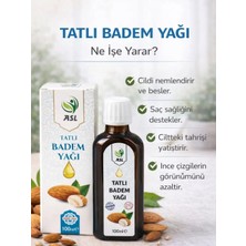 ASL Tatlı Badem Yağı 100 Ml | %100 Soğuk Sıkım | Sweet Almond Oil | Katkısız | Cam Şişe | İçilebilir.