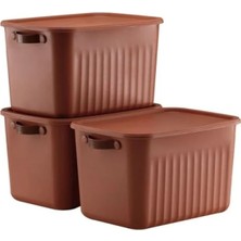 Esranın Dünyası Modern Kapaklı Saklama Kutusu Seti - 15 Litre, Taşınabilir Kulplu