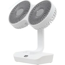 Esranın Dünyası Çift Başlı Taşınabilir Fan - USB Şarjlı, LED Gece Lambası, 5000MAH Pil