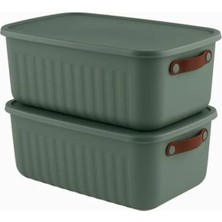 Esranın Dünyası 2'li Kapaklı Saklama Kutusu Seti - 10 Litre, Taşınabilir