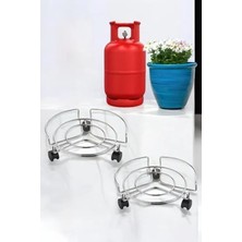 Esranın Dünyası Krom Tekerlekli Metal Saksı Altlığı, 2'li Set