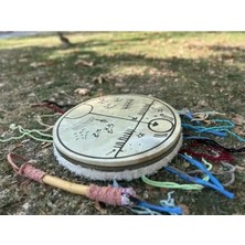 Esranın Dünyası Geleneksel Şaman Davulu, Çizgi Baskılı ve 37 cm