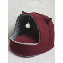 Esranın Dünyası Yıkanabilir Kulaklı Bordo Kedi ve Köpek Yatağı, Xl Boyut