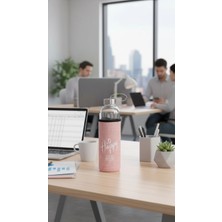 Nishev.com Evini Sev Lüks Şeffaf Kılıflı Cam Matara 1000ML – Açık Pembe