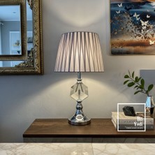 İki Yedi Konsept Brest Cam Prizma Abajur Gümüş Silver Gövdeli Modern Masa Lambası Salon Yatak Odası Aydınlatma Obje