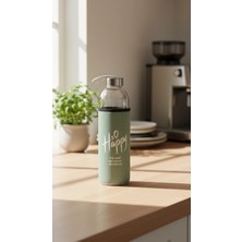 Nishev.com Evini Sev Premium Fıstık Yeşili Kılıflı Cam 1000ML Matara