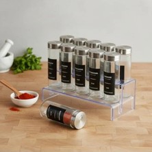 Esranın Dünyası 12’li Metal Kapaklı Cam Baharatlık Seti, Etiket Hediyeli