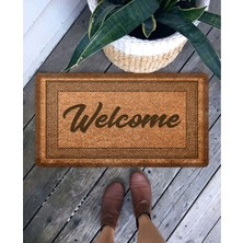 Koza Home Dekoratif Kahverengi Welcome Paspası PVC Malzemeden Yapılmış 45 x 65 cm Kaymaz Tabanlı 462702