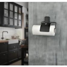 Esranın Dünyası Yapışkanlı Kağıt Havluluk - Mat Siyah Banyo ve Mutfak Düzenleyici