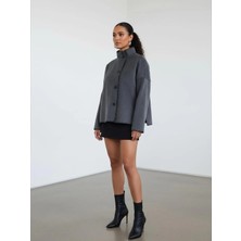 Mersi Bayan Ceket Krosetali Yaka Antrasit