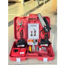 Nuvvo Kimmeer Plus 21V Çift Akülü Bahçe Seti – Profesyonel Çelik Şanzımanlı Dal Budama Makası ve Şarjlı Testere – 2 Bataryalı, Çantalı Bahçe ve Budama Takımı