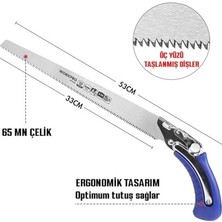 Nuvvo Workpro WP333008 Profesyonel Ağaç Budama Testeresi, 325MM, 8tpı, 65MN Çelik Bıçak, Kauçuk Saplı