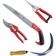 Nuvvo Depolife Bahçe Bağ Budama Makası Ağaç Dal Kesme Testeresi Ot Orak Çalı Tırpanı 4 Lü Bahçe Seti