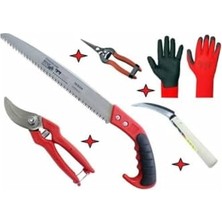 Nuvvo Depolife Bahçe El Aleeri 5 Parça Set Budama Testere Üzüm Makası Eldiven Orak Bağ Makas Seti