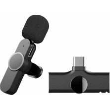 Haiki HK-200A Type-C Uyumlu Siyah Wireless Yaka Mikrofonu Yüksek Ses Kalitesi ile Profesyonel Kullanım
