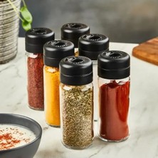 Esranın Dünyası 245 ml Döner Kapaklı Cam Baharatlık Takımı, 6 Adet