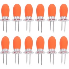 Nuvvo 10 Çift Mısır Koçanı Tutucu - Plastik Saplı Paslanmaz Çelik Barbekü Şişleri - Bahçe Izgarası Için Çift Uçlu Yanmaya Karşı Koruyucu Mısır Koçanı Tutucular, Turuncu