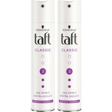Taft Classic Ekstra Güçlü Saç Spreyi 250 ml X 2 Güçlendirici Etki ile Uzun Süreli Tutuş