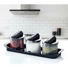 Esranın Dünyası Lüks Standlı 3'lü Baharatlık Seti - Şıklık ve Pratiklik Bir Arada