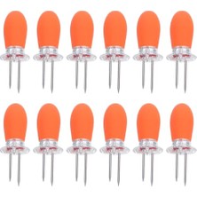 Nuvvo Levemolo 10 Çift Paslanmaz Çelik Mısır Koçanı Şişi - Yanmaya Karşı Koruyucu Plastik Saplı, Turuncu Renkte Barbekü Yiyecek Şişi (Çift Başlı) - Mısır Koçanı Izgara Partileri Için