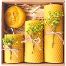 Esranın Dünyası Doğal Balmumu Mum Seti - Ay ve Güneş Temalı Hediyelik