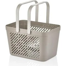 Esranın Dünyası Çok Amaçlı Taşınabilir Organizer Sepet, Gri Kulplu, 17 cm Yükseklik