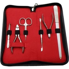 Solingen Manikür Seti Paslanmaz Çelik Cobalt Bileyli 6 Parça Profesyonel Kırmızı Renk