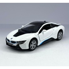 Kinsmart Bmw I8 Lisanslı Model Araba 1:36 Çek Bırak 13 cm Beyaz Die-Cast Oyuncak Araba