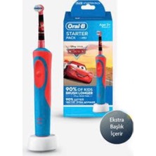 Oral-B Starter Pack Şarj Edilebilir Diş Fırçası Kırmızı Renkli Çocuklar İçin Orta Sert Fırça Kılları