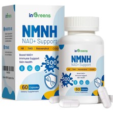 Ingreens Nmnh Alternative With Tmg Resveratrol, COQ10, Nad Anti Aging Energy, Boost 500MG 60 Caps