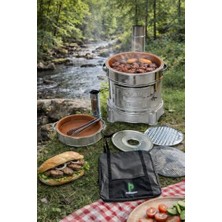 Nuvvo Paslanmaz Güveç Mangal Seti, Güveç Ocak, Paslanmaz Izgaralı, Toprak Tandır 40CM Çap