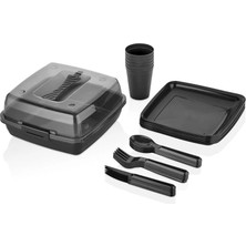 Nuvvo Orret Home 32 Parça Plastik Piknik Seti, Tabak, Çatal, Kaşık, Bıçak, Bardak, Kamp ve Piknik Için Taşıma Kutulu, Dayanıklı ve Renkli, Açık Hava Etkinlikleri Için Ideal