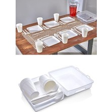 Nuvvo Mithra Life 6 Kişilik Çantalı Beyaz Çatal Bıçak Kaşık ve Tabak Piknik Seti MIT1232